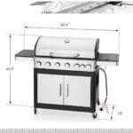 6 Burner Propane Gas Grill with Side Burner Stainless Steel BBQ Grill