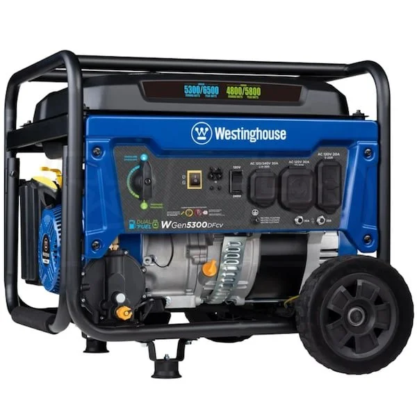 1-296-1-1.webp Westinghouse WGen5300DFcv – 5300 Watt Dual-Fuels Portable Generators w/ RV Outlet & CO Sensor (49-State) - Image 1