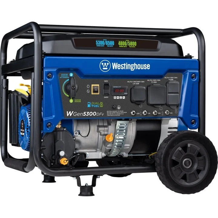 1-298-1-1.webp Westinghouse WGen5300DFv Dual Fuel Portable Generators. - Image 1