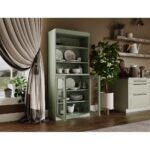 Solid Wood Tall Pantry Cabinet, 32″ W x 71.5″ H – Sage – Clear Glass - Image 3