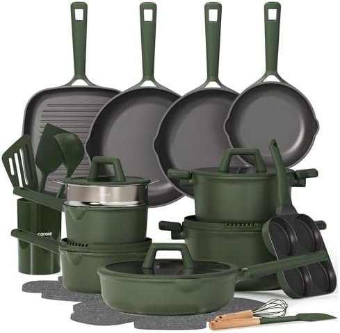 41aWHuiVOGL._AC_.jpg CAROTE 31PCS Pots and Pans Set, Nonstick Cookware Set Kitchen Non Stick Induction Titanium Cookware Non-toxic Granite Cooking set, PFOA Free - Image 1