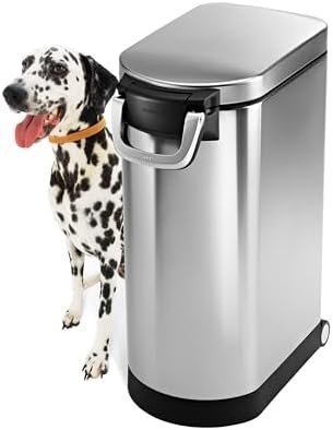 41tGYwfycHL._AC_.jpg mplehuman 35 Liter, 40 lb / 18.1 kg X-Large Pet Food Storage Container for Dog Food, Cat Food, and Bird Feed, Brushed Stainless Steel - Image 1