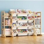 SpaceAid Toy Storage Organizer with 6 Shelves and 12 Bins, Bookshelf/Bookcase, Kids Bin Shelf, Toys Box for Playroom Organization for Bedroom & Room Decor, White, 52.3″ W