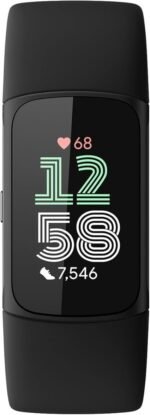 Fitbit Charge 6 Fitness Tracker with Google apps, Heart Rate on Exercise Equipment, 6-Months Premium Membership Included, GPS, Health Tools and More, Obsidian/Black, One Size (S & L Bands Included) - Image 5