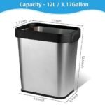 DealsNest Stainless Steel Waste Basket with Black Lid Frame and Push Button - Image 3