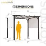 10 ft. x 10 ft. Brown Steel Classic Pergola with Adjustable White Shade - Image 2