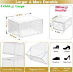 12 Pack Clear Shoe Storage Organizer with Magnetic Door,Stackable Plastic Shoe Boxes for Sneakers,Boots,and Heels,Space-Saving Foldable Shoe Rack for Closet,Durable Shoe Cabinet Organizer,White - Image 4