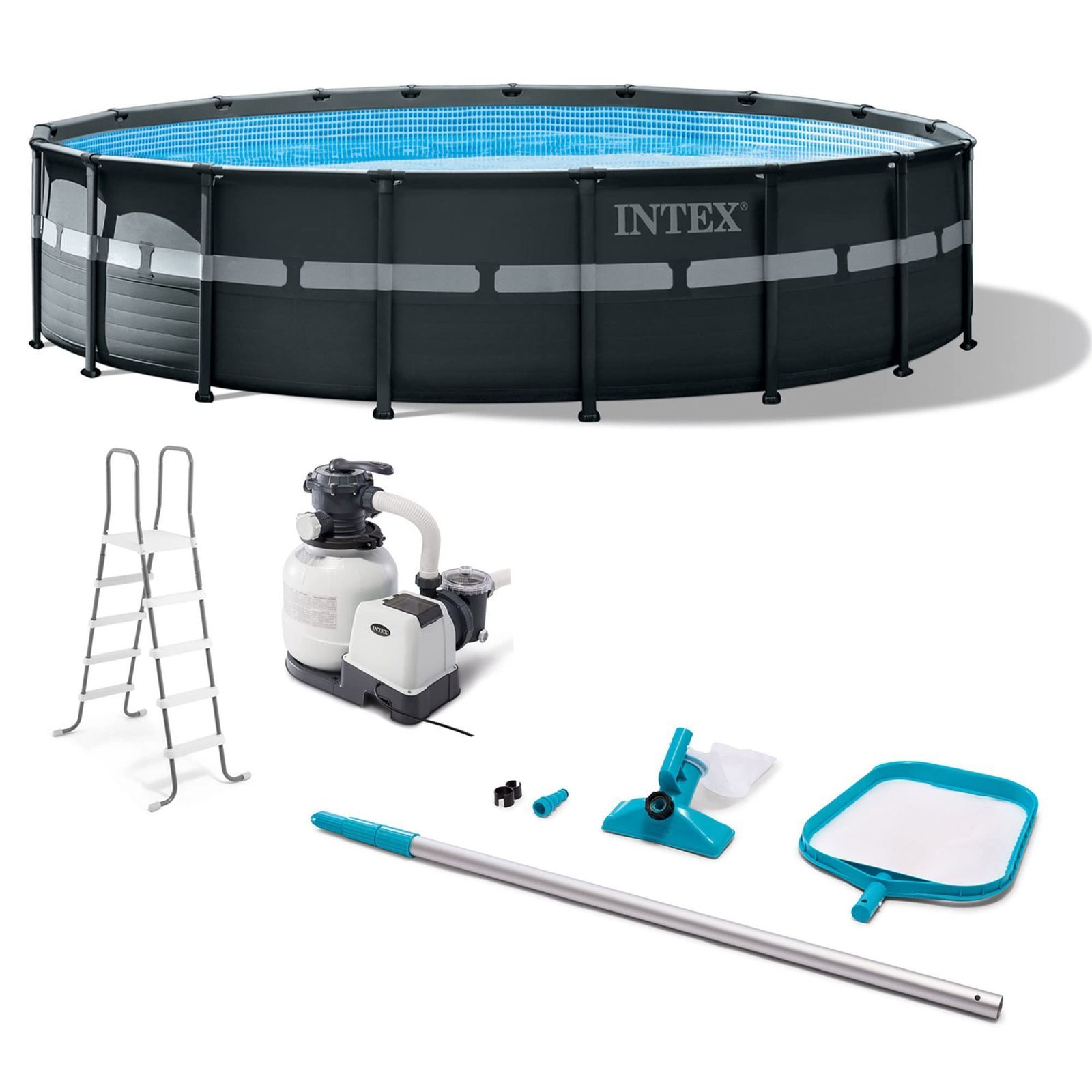 71Fo4xDd_hL.jpg Intex Ultra XTR Frame 18-Foot x 52-Inch Above Ground Swimming Pool with Sand Filter Pump, Ladder, Cover, & Maintenance Accessory Kit with Vacuum an… - Image 1