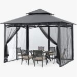 ABCCANOPY Gazebos for Patios 10×10 – Outdoor Steel Frame Gazebo with Mosquito Netting for Lawn Backyard Garden Deck (Dark Gray) - Image 4