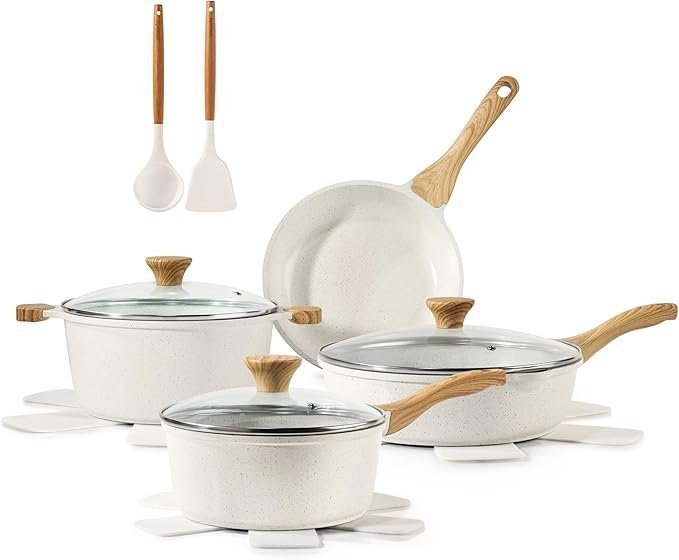 71Vp9n43OsL._AC_SX679_.jpg SENSARTE Nonstick Ceramic Cookware Set, 13-Piece Non-toxic Pots and Pans Set, Healthy Kitchen Cooking Set with Stay-Cool Handles, Silicone Tools and Pot Protectors, PFAS Free - Image 1
