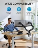 HUANUO FlowLift Dual Monitor Stand, Fully Adjustable Gaming Monitor Desk Mount for 13–32″ Computer Screens, Full Motion VESA 75×75/100×100 with C-Clamp & Grommet Base, Each Arm Holds 4.4 to 19.8 lbs - Image 5