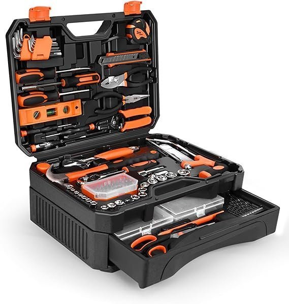 71o1UkJgdML._AC_SX569_PIbundle-328TopRight00_SH20_.jpg 328-Piece Tool Set – Tool Kit Toolbox Storage Case with Drawer, General Household Hand Tool Kit Perfect for Home & DIY Repairs - Image 1
