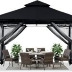 ABCCANOPY Gazebos for Patios 10×12 – Outdoor Steel Frame Gazebo with Mosquito Netting for Lawn Backyard Garden Deck (Black)
