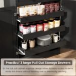 72″ Kitchen Pantry Storage Cabinet with 8 Hanging Shelves and 3 Sliding Drawers - Image 3