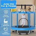 ZCMHAXJ 55″ Trampoline for Kids with Enclosure, 440lbs Capacity Indoor & Outdoor Toddler Trampoline with Adjustable Gymnastics Bar & Toys, for Boys & Girls - Image 4