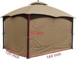 APEX GARDEN Four-Side Privacy Side Wall Curtain Set for 10-ft x 12-ft Gazebo (Beige) - Image 4