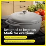 Lodge Essential Enamel Cast Iron Dutch Oven – Perfect for Bread Baking, Braising, Marinating & Slow Cooking – Features Moisture-Sealing Lid & Dual Handles – Kitchen Essentials – 6 Quarts – Oyster White - Image 2
