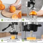 Zulay Kitchen Cast Iron Juicer – Easy-to-Clean Heavy-Duty Manual Juicer, Professional Citrus Juicer – Stainless Steel Lemon Squeezer – Manual Citrus Press & Orange Squeezer – Orange Juicer (Black) - Image 3