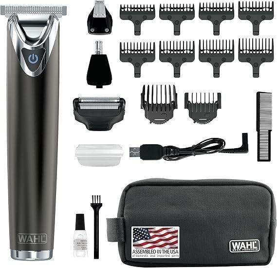 81WtUjc661L._AC_SX569_.jpg WAHL USA Stainless Steel Lithium Ion 2.0+ Slate Beard Trimmer for Men – Electric Shaver, Nose Ear Trimmer, Rechargeable All in One Men’s Grooming Kit – Model 9864 - Image 1