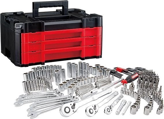 81hooRVuSIL._AC_SX569_-1.jpg CRAFTSMAN 230 Pcs Mechanics Tool Set, Socket Wrench Set, Car Tool Kit with VERSASTACK Toolbox, SAE and Metric,1/4 in, 3/8 in, and 1/2 Drive, Short and Long Arm Hex Keys (CMMT45306) - Image 1