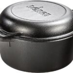 Lodge Cast Iron Double Dutch Oven – Pre-Seasoned 2-in-1 Cast Iron Cookware – Pot & Skillet Combo – Even Heat Retention – Oven-Safe, Versatile Pot – 5 Quart