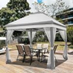 Yaheetech 11×11 Pop Up Gazebo Outdoor Canopy Shelter, Instant Patio Gazebo Sun Shade Canopy Tent with 4 Sandbags, 2 Tiers Roof & Mesh Netting for Lawn, Garden, Backyard & Deck, Gray - Image 5