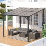 8′ x 10′ Hardtop Gazebo Outdoor Aluminum Pergola For Garden, Patio, Backyard-Gray - Image 5