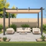 10′ X 12′ Outdoor Pergola With Retractable Canopy, Heavy-Duty Metal Frame And Adjustable Patio Shade Roof - Image 4