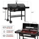 2-Burner Gas and Charcoal Combo Grill with Side Burner - Image 6