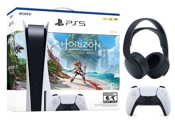 Sony-Playstation-5-PS5-Horizon-Forbidden-West-Blu-Ray-Console-with-PULSE-3D-Wireless-Gaming-Headset-1000032115-1000032000-3006397-Black-600x429-2.jpg Sony PS5 PlayStation 5 Blu-ray Console with Horizon Forbidden West Game + PULSE 3D Wireless Headset Bundle – 1000032115/1000032000 - Image 1