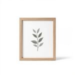 Urban Nestif Wood Frame Minimalist Botanical Print Set – Modern Home Decor, Natural Tones, 3-Piece - Image 2