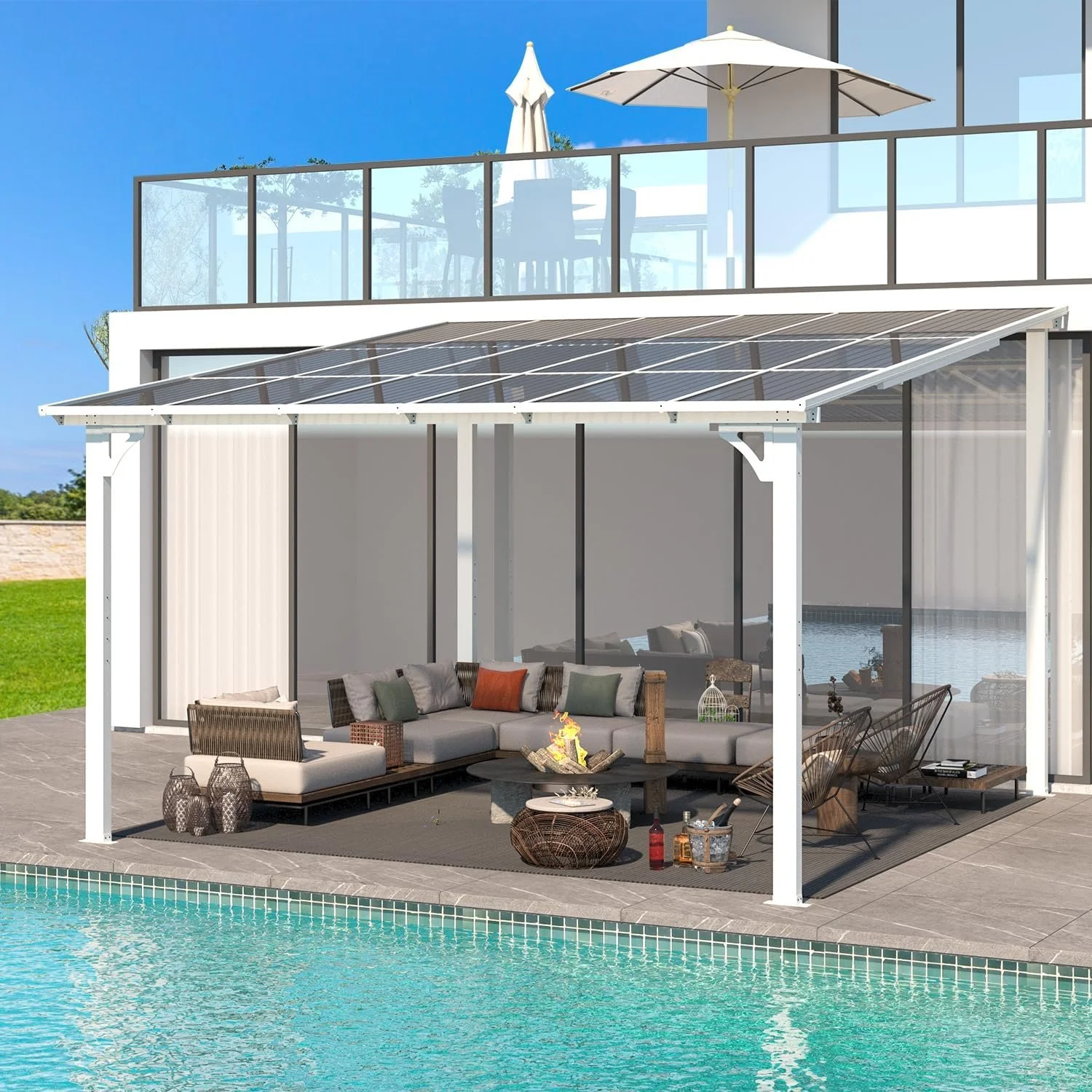 e1-7-1-1.webp Aecojoy 12 ft x 12 ft White Aluminum Pergola with Canopys - Image 1