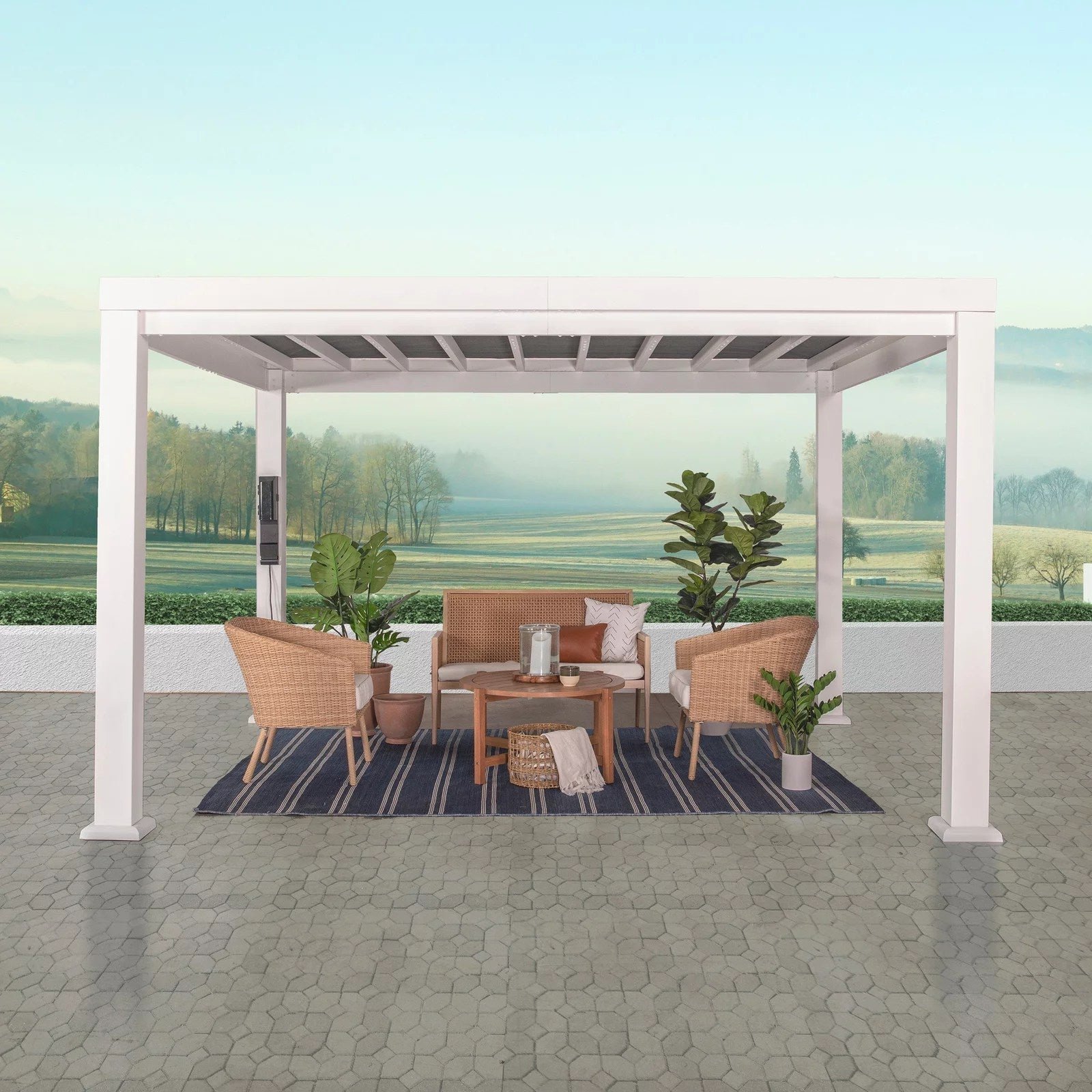 img-106.jpg 12×10 Windham Modern Steel Pergola With Sail Shade Soft Canopy - Image 1