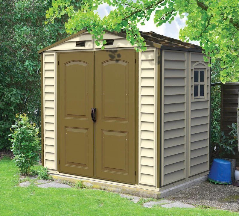 img-1354.jpg DuraMax 8ft x 6ft Storeall Vinyl Shed with Foundation Kit and window - Image 1