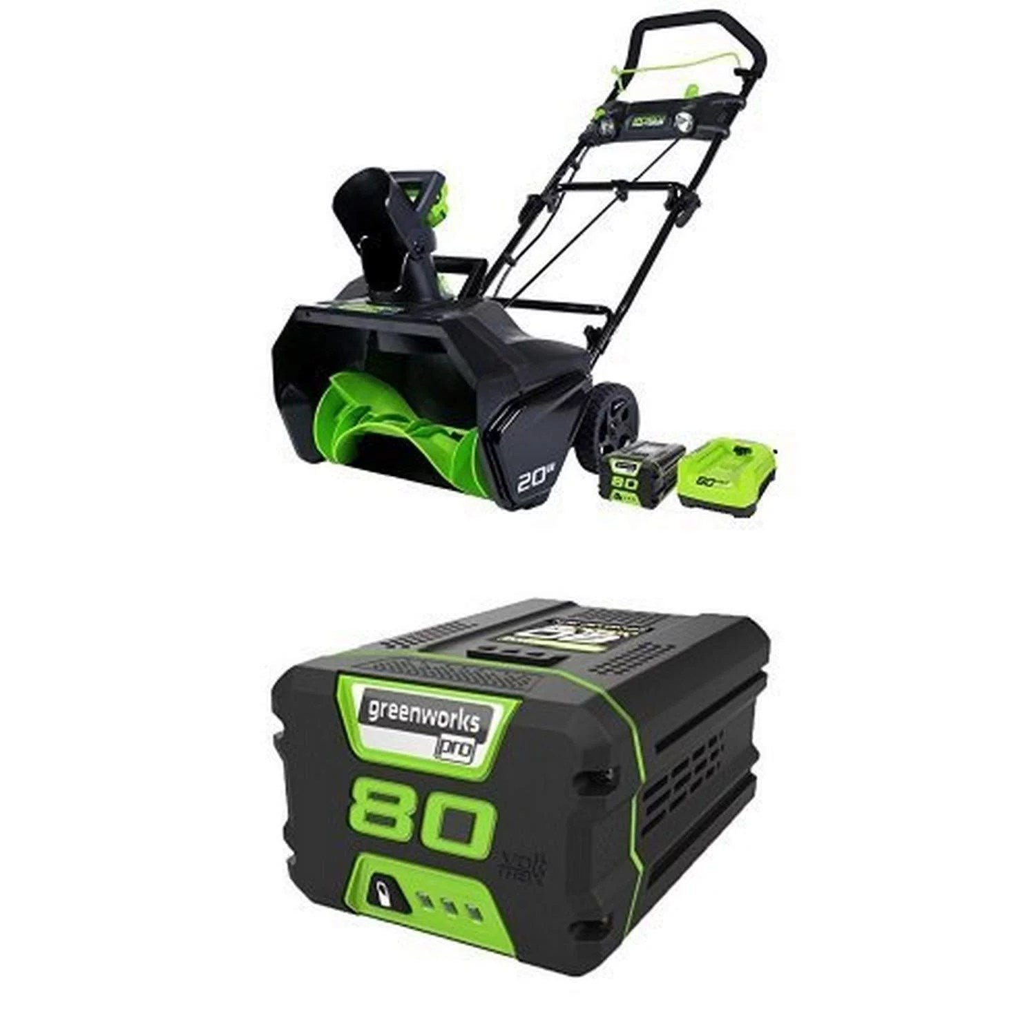 img-1574.jpg GreenWorks Pro 80V 20-Inch Cordless Snow Thrower 2Ah Battery & Charger Included with extra 80V 2.0AH Lithium Ion Battery - Image 1
