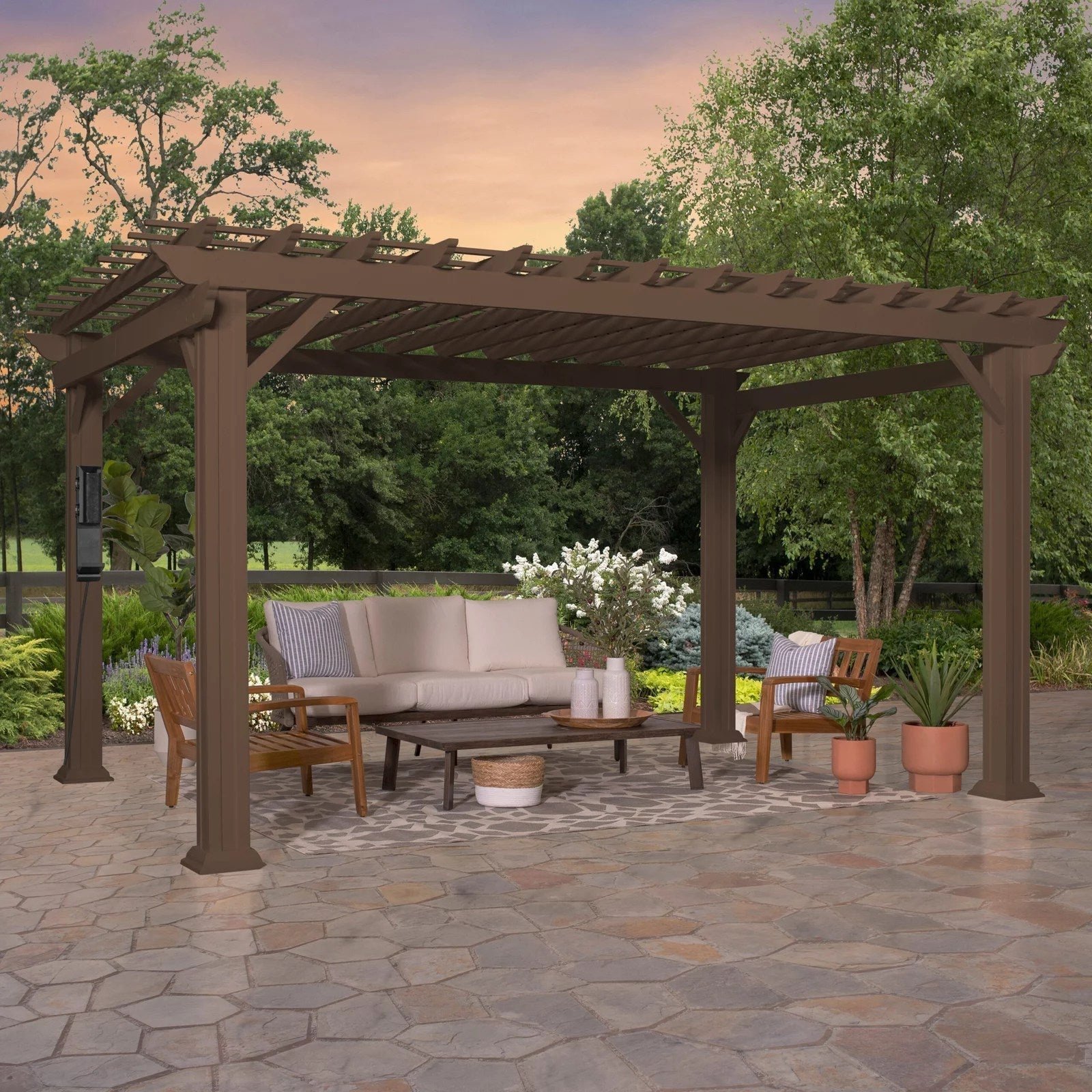 img-170.jpg 14×10 Ashford Traditional Steel Pergola With Sail Shade Soft Canopy - Image 1