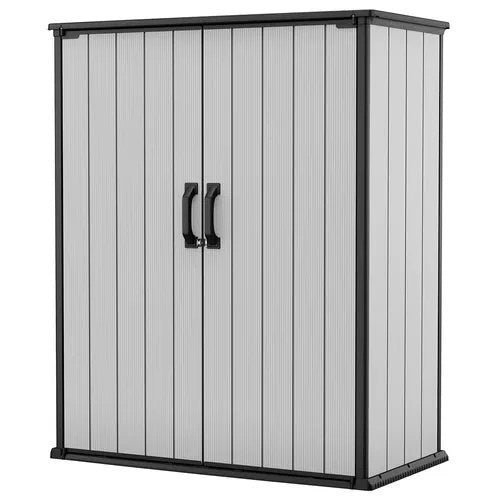 img-1857.jpg Keter Premier Tall Resin Outdoor Storage Shed with Shelving Brackets for Patio Furniture, Pool Accessories, and Bikes, Grey & Black - Image 1
