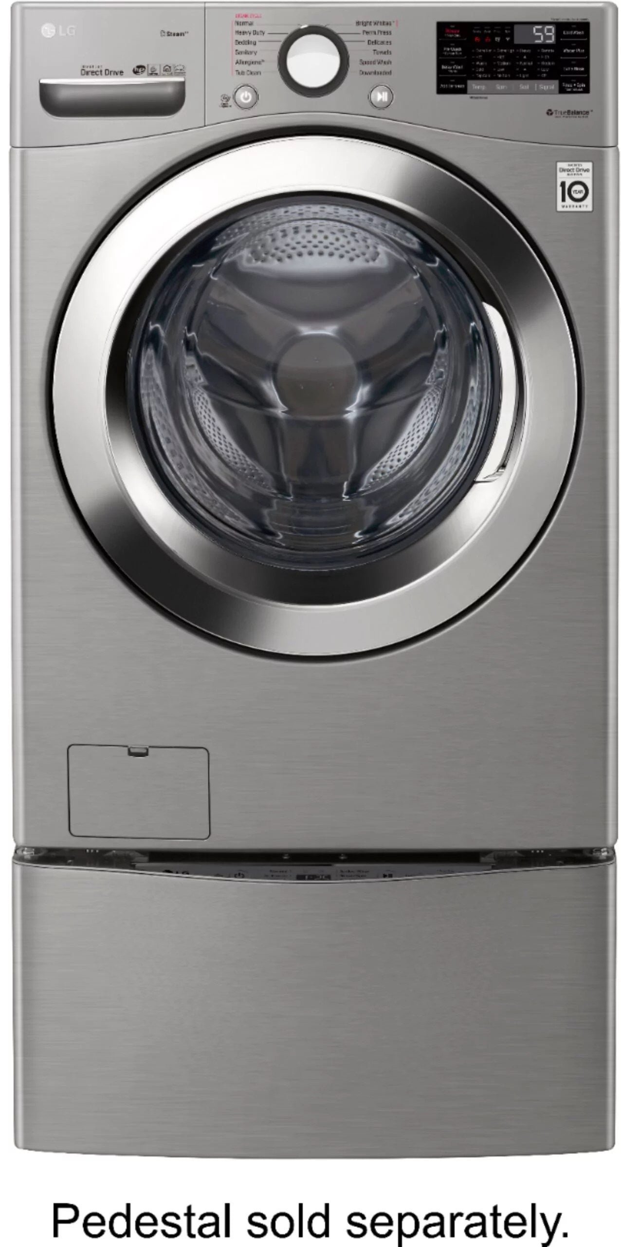 img-2017.jpg LG – 4.5 Cu. Ft. High-Efficiency Stackable Smart Front Load Washer with Steam and 6Motion Technology – Graphite steel - Image 1