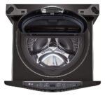 LG – SideKick 1.0 Cu. Ft. High-Efficiency Smart Top Load Pedestal Washer with 3-Motion Technology – Black steel