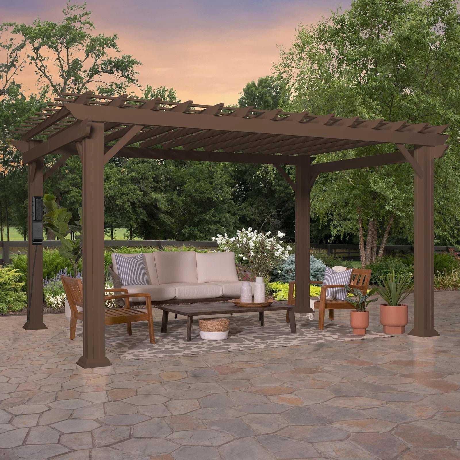 img-212.jpg 14×12 Ashford Traditional Steel Pergola With Sail Shade Soft Canopy - Image 1