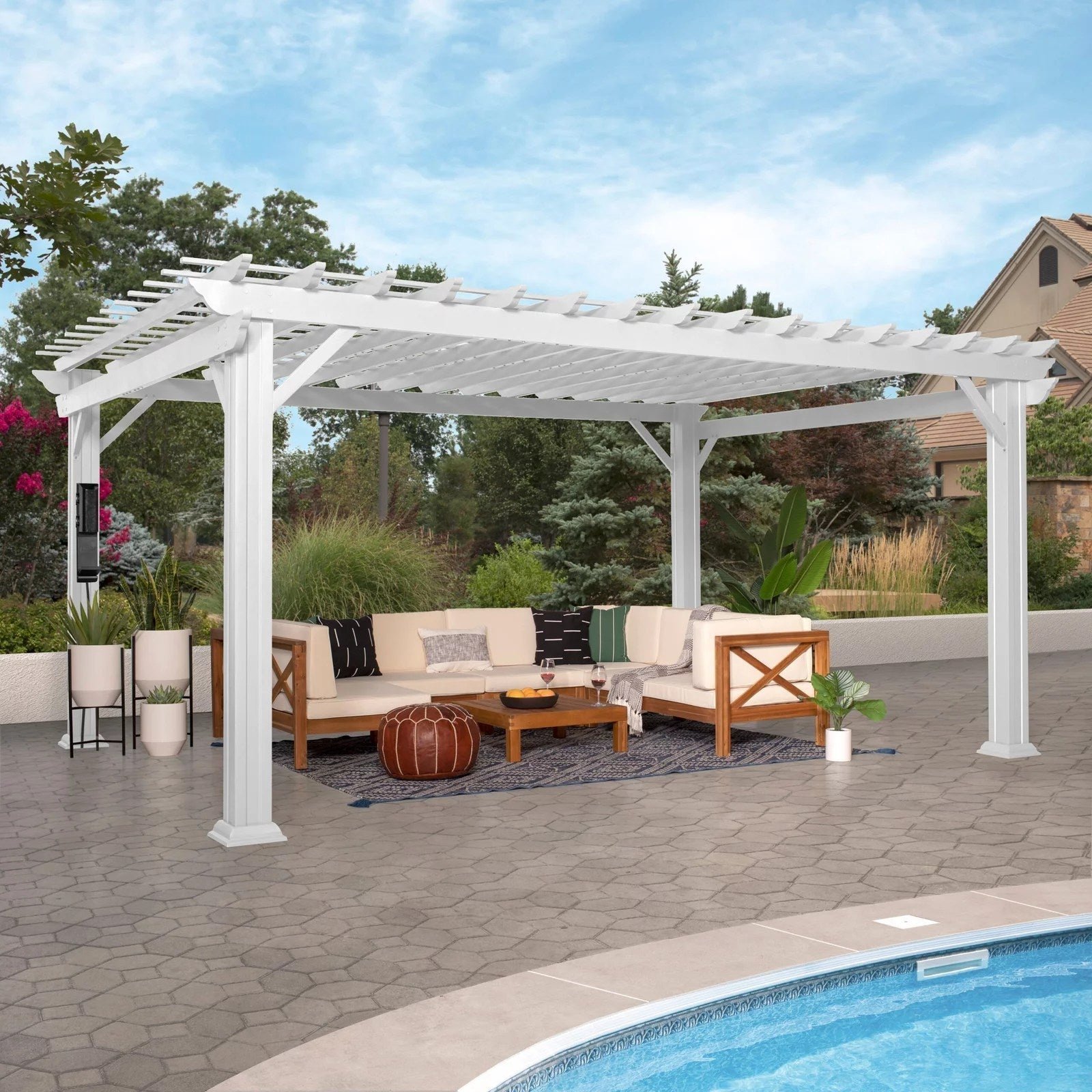 img-255.jpg 16×12 Hawthorne Traditional Steel Pergola With Sail Shade Soft Canopy - Image 1