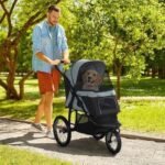 PawHut Small & Medium Dog Stroller, Gray - Image 4