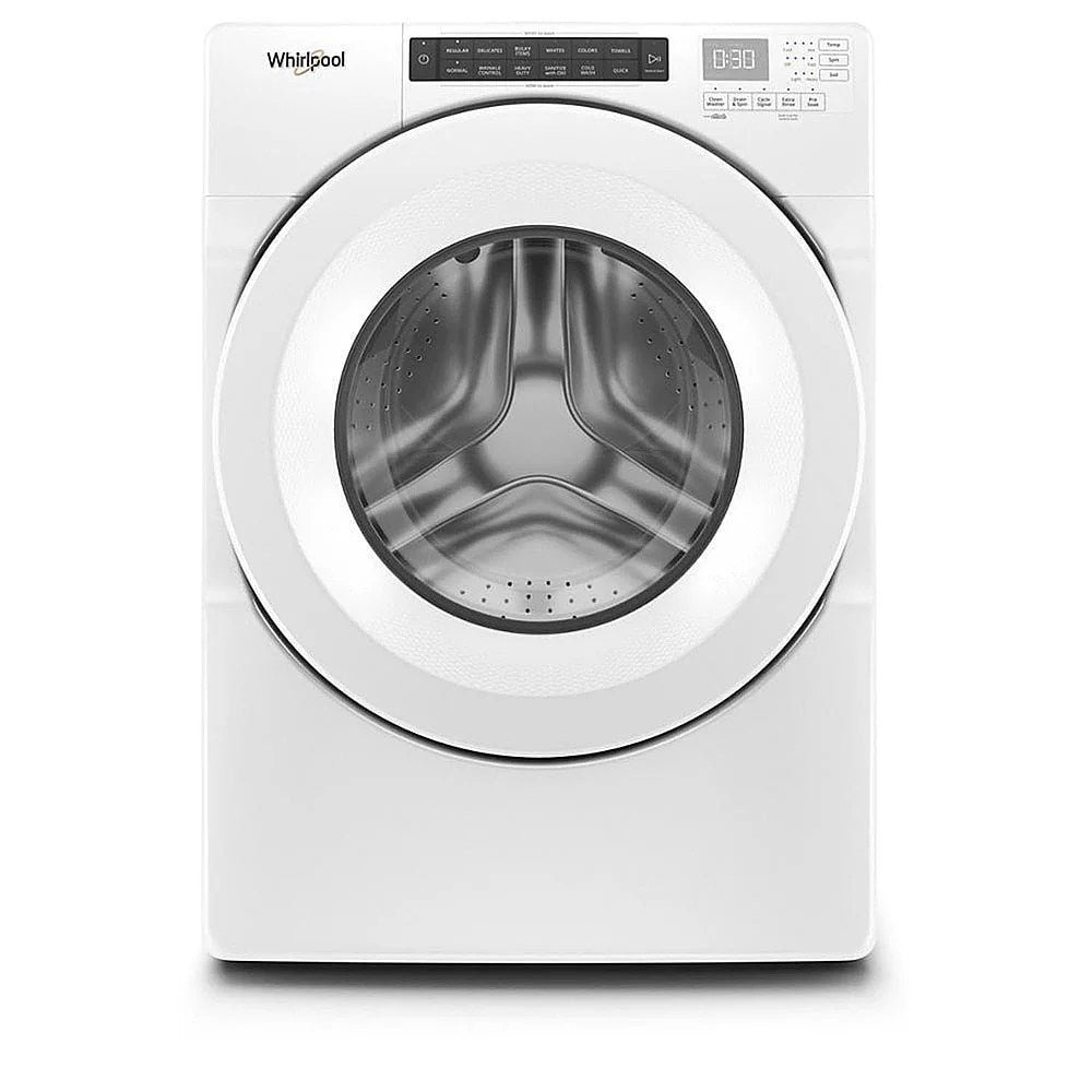 img-3106.jpg Whirlpool – 4.3 Cu. Ft. High Efficiency Stackable Front Load Washer with 35 Cycle Options – White - Image 1