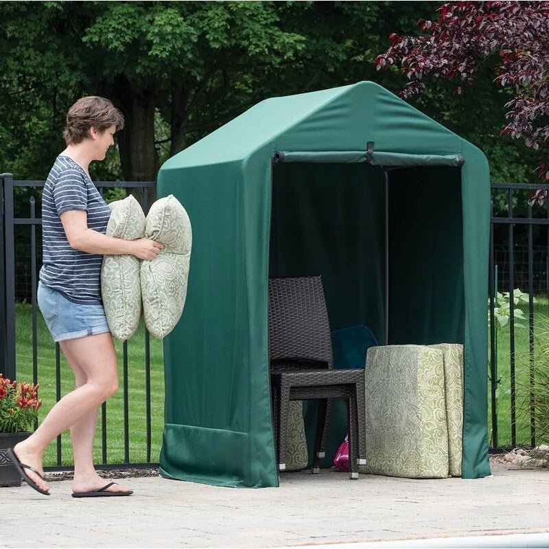 img-381.jpg 4 ft. W x 3.91 ft. D Plastic Portable Storage Shed - Image 1