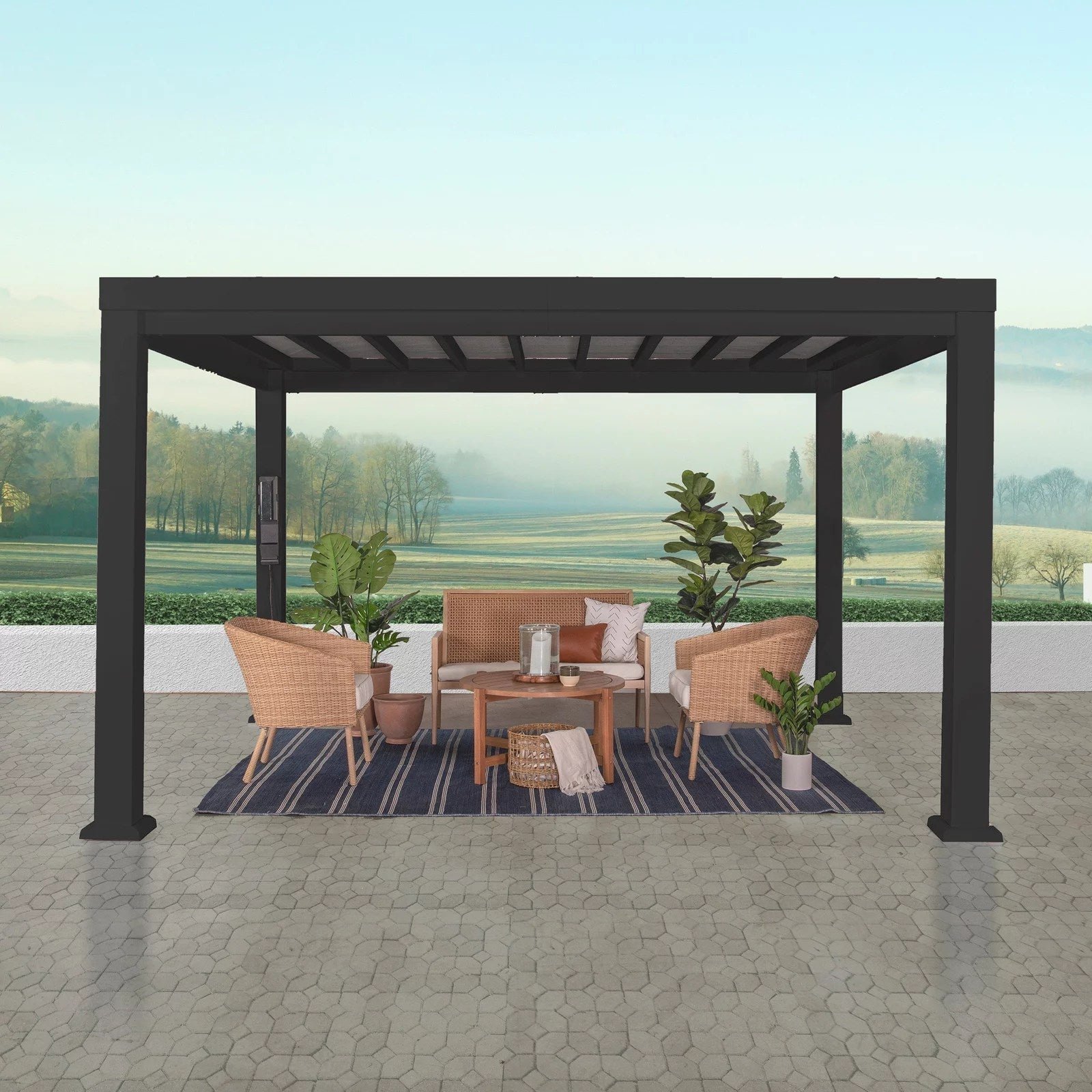 img-93.jpg 12×10 Trenton Modern Steel Pergola With Sail Shade Soft Canopy - Image 1