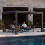 12×10 Trenton Modern Steel Pergola With Sail Shade Soft Canopy - Image 2
