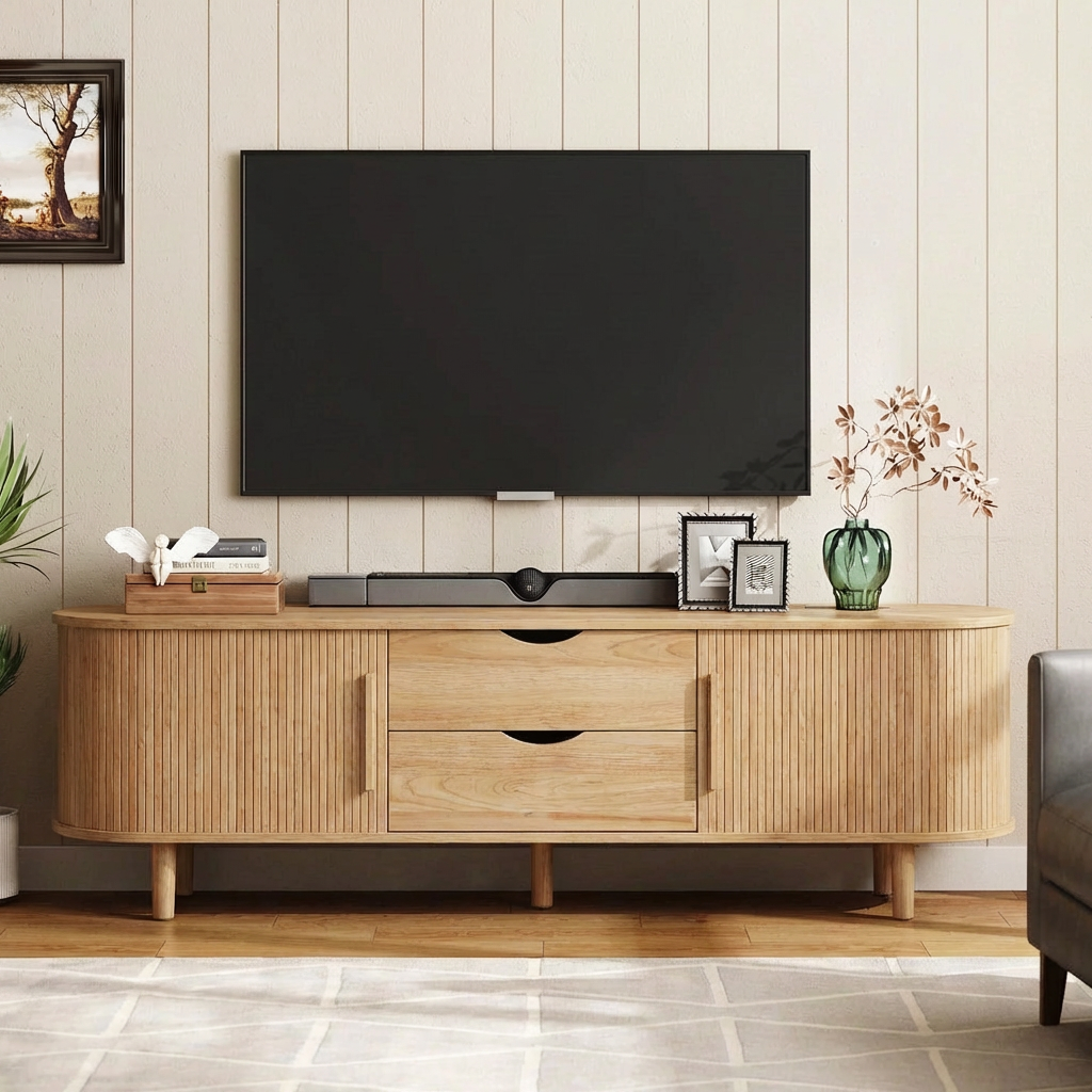 modern-natural-wood-tv-stand-with-fluted-side-panels-for-living-room-6.png TV Stand with Storage Shelves - Image 1