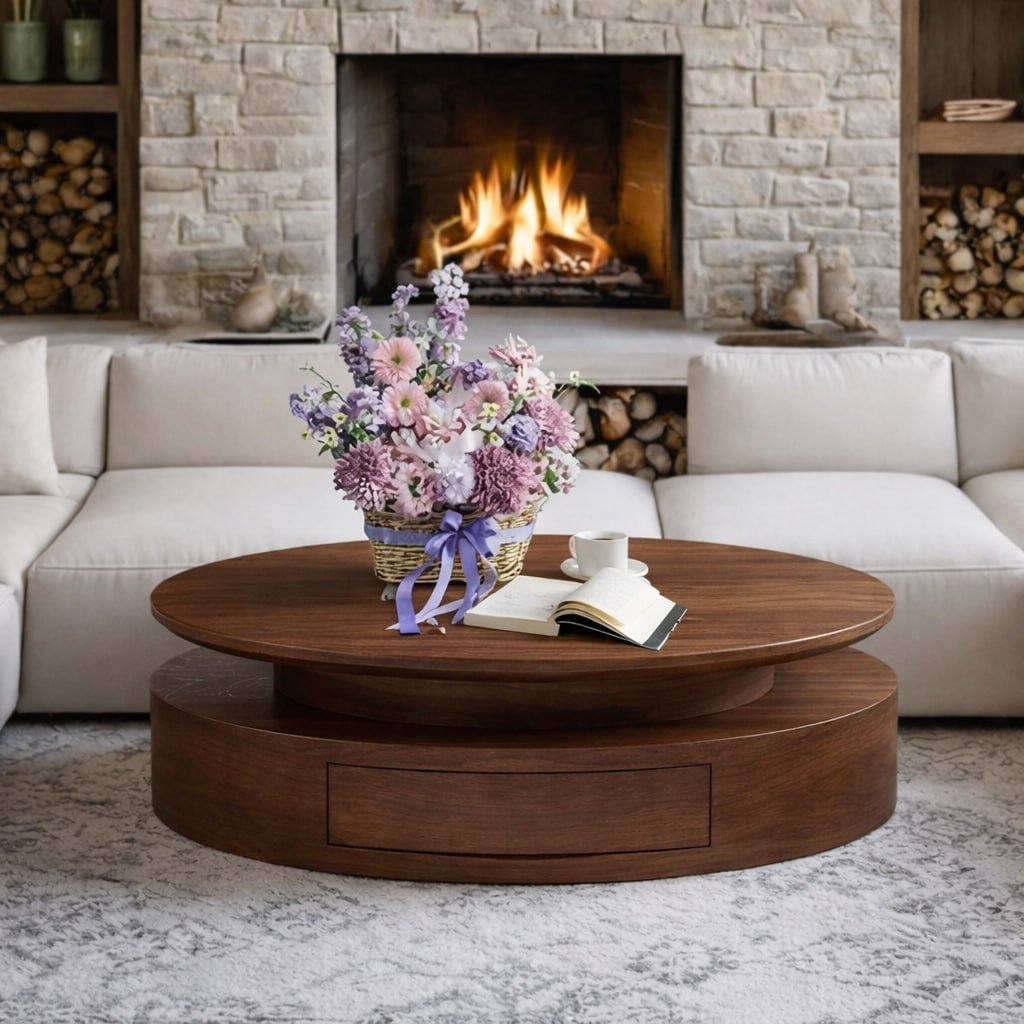 modern-wooden-oval-coffee-table-with-storage-drawers-for-living-room-1.jpg Fabric Sofa - Image 1
