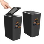 DealsNest Black Rectangular Plastic Waste Basket with Push Button Lid