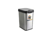 DealsNest Stainless Steel Waste Basket with Black Lid Frame and Push Button